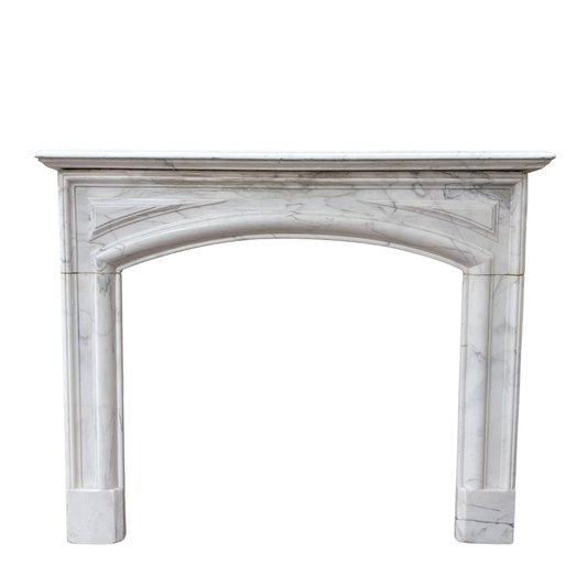 Antique White Marble Fireplace Mantel w/ Arched Opening. (M-RHMA)