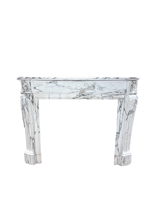 Antique Louis XV mantel in white Carrara marble (M-07M)