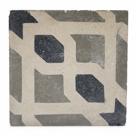 Antique French Geometric Mosaic Cement Tile (ET-CDEE)
