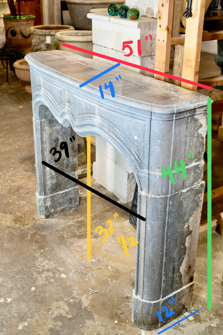 Antique Belgian Polished Bluestone Mantel (M-G3E5)