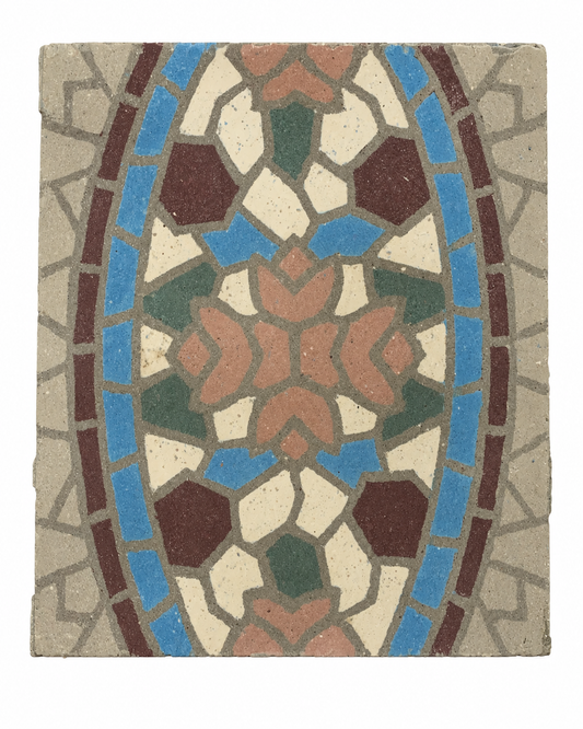 Antique French Art Nouveau Floral Mosaic Border Cement Tile (FL8422-B)