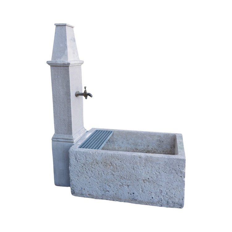 Antique French Burgundy Limestone Wall Fountain (F-SDXB)