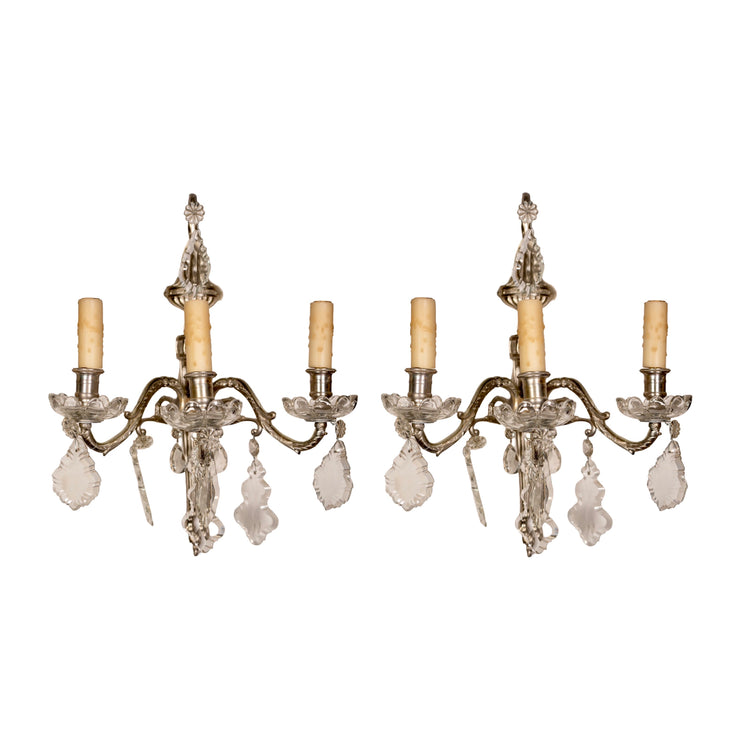 Pair of Antique French Silver Wall Sconces (L-MCYH)