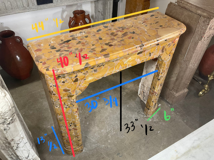 Antique French Yellow Alep Breccia Marble Mantel (M30057)