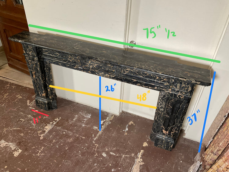 Antique French Portoro Nero Marble Mantel (M-DFVQ)