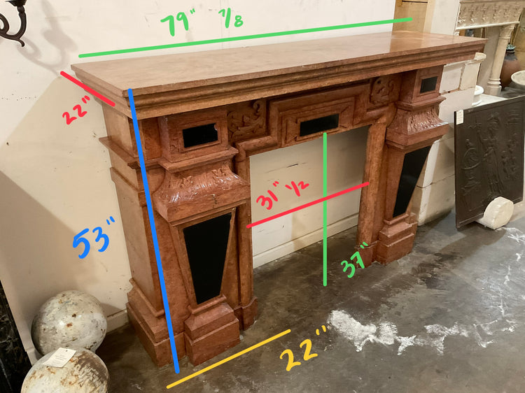 Antique French Domvrena Red Marble Mantel (MCH957)