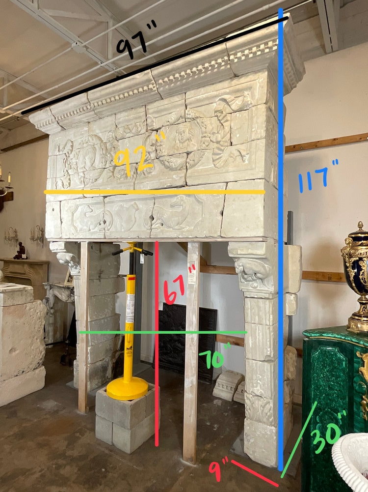 Antique French Limestone Fireplace (ALCH-561)