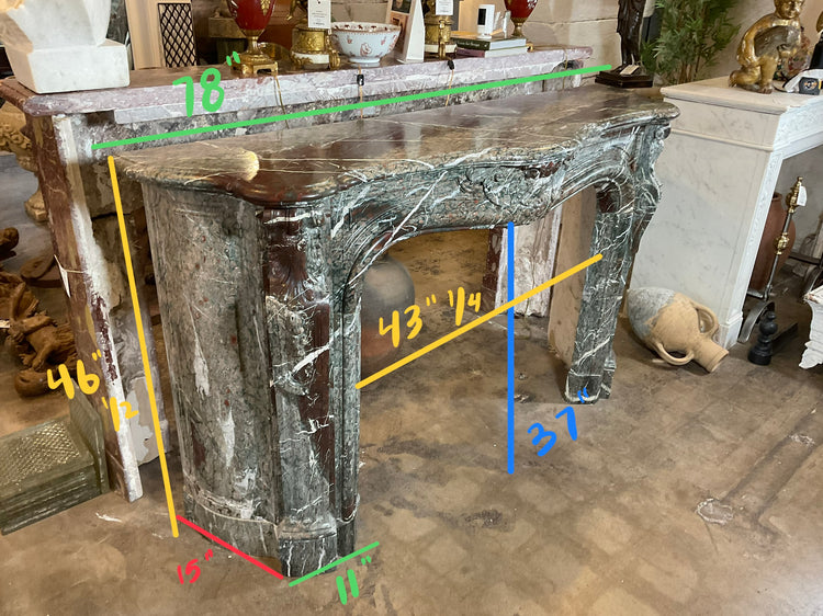 Antique French Grand Mix Campan Marble Mantel (MCH1026)