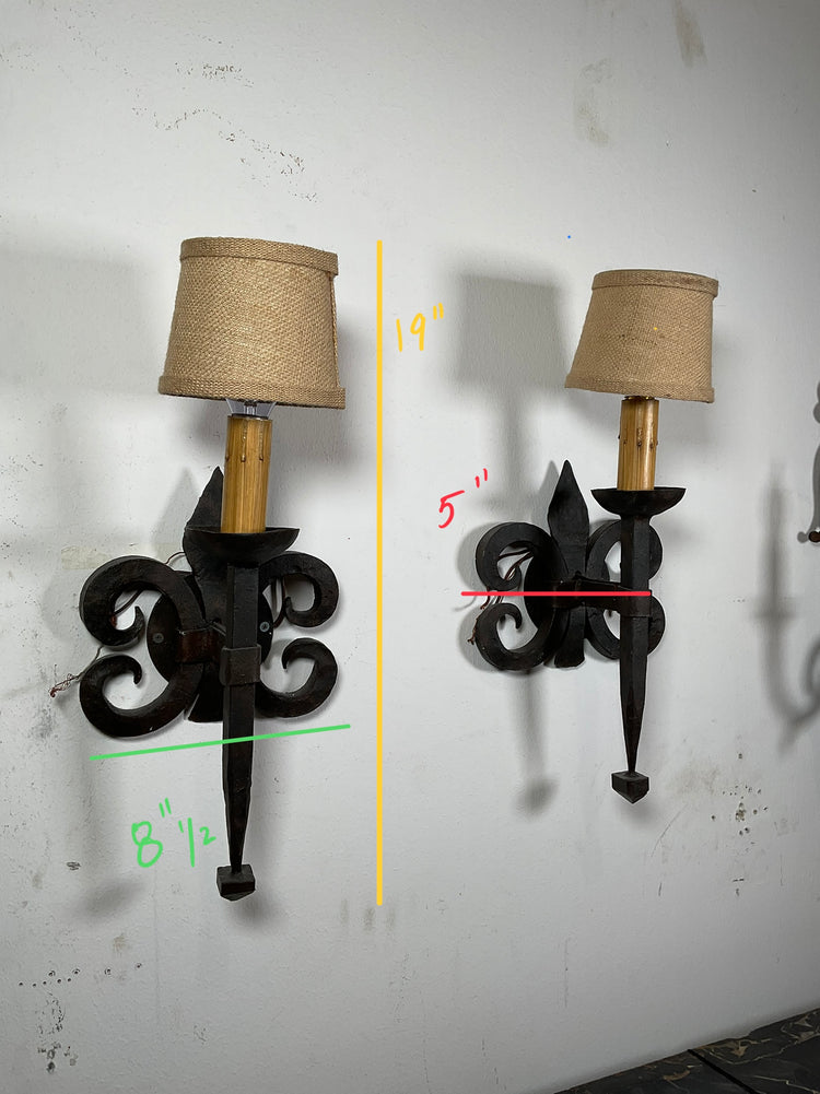 Pair of Spanish Iron Wall Sconces