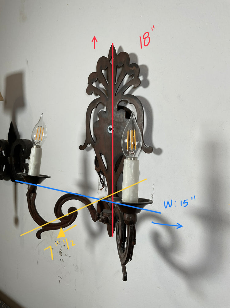 Pair of French Iron Wall Sconces - L-DRMZ (L-DRMZ)