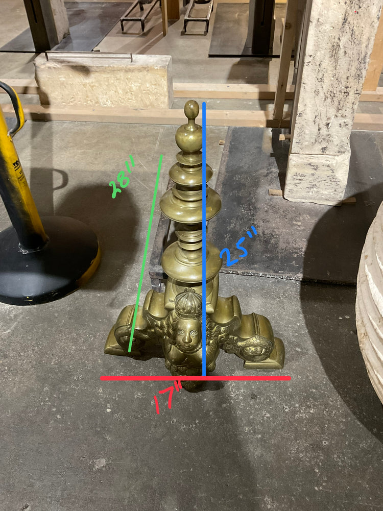 Antique French Bronze Andirons (FA-JETH)
