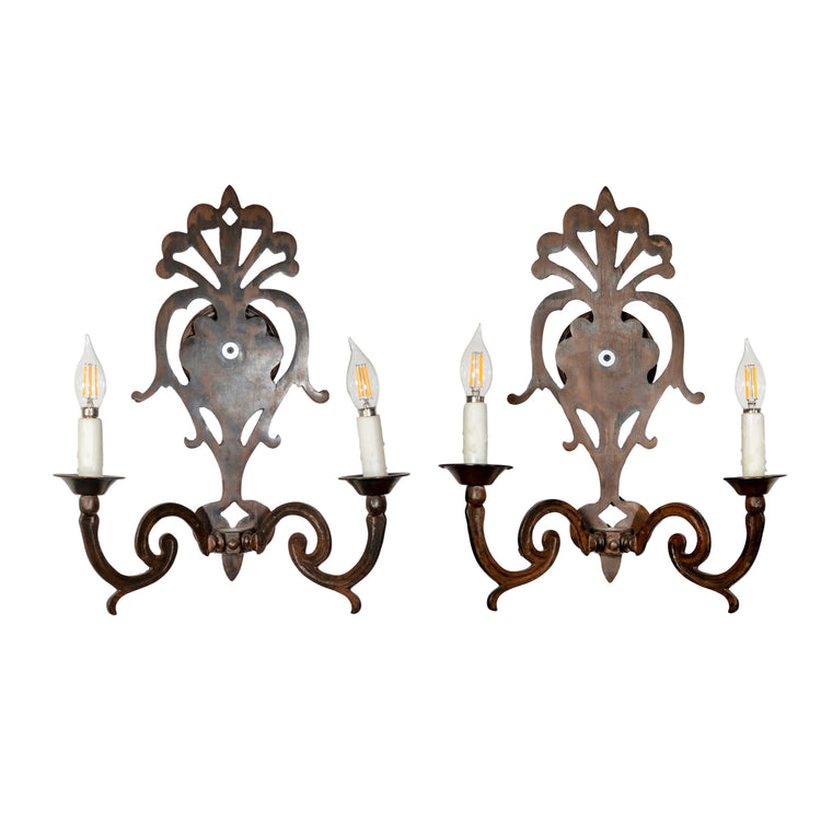 Pair of French Iron Wall Sconces - L-DRMZ (L-DRMZ)