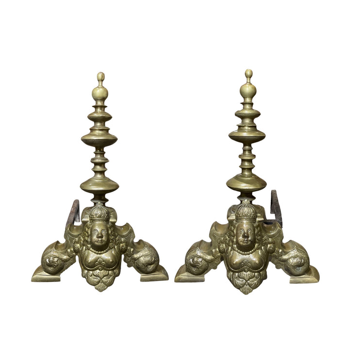 Antique French Bronze Andirons (FA-JETH)