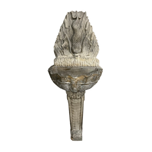 Antique French Limestone Mythical Fish Wall Fountain (F-KR9D)