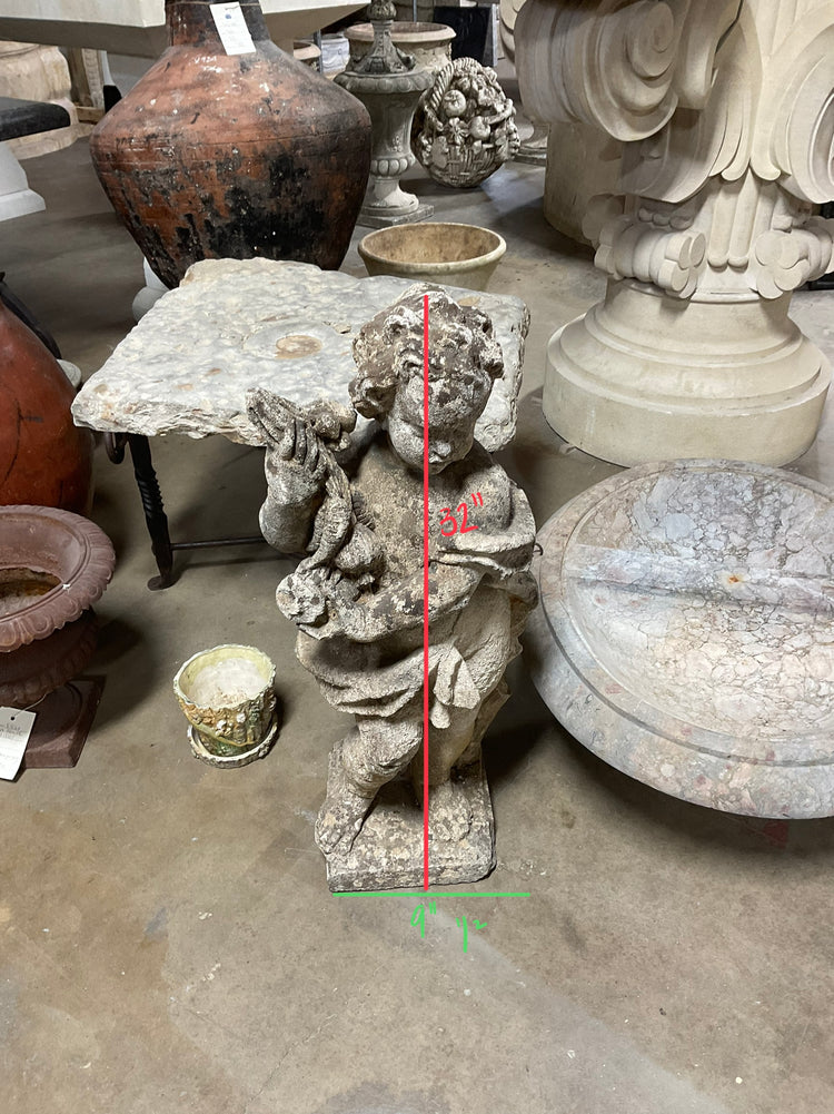 English Limestone Cherub Sculpture (GE-XYQZ)