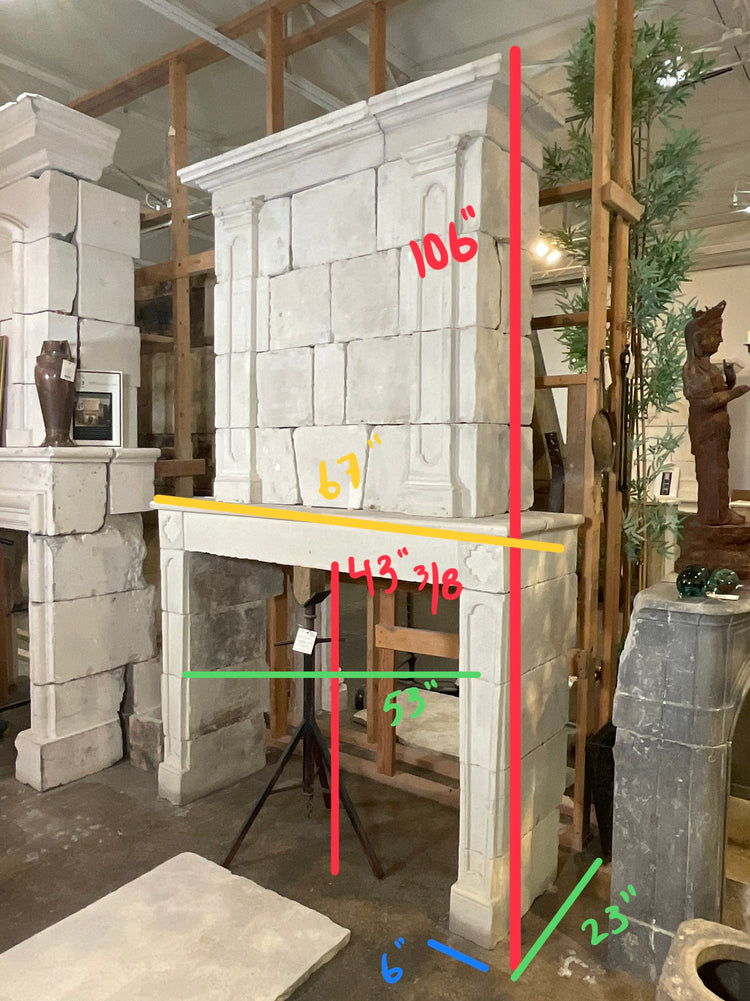 Antique French Limestone Fireplace (ALCH474)
