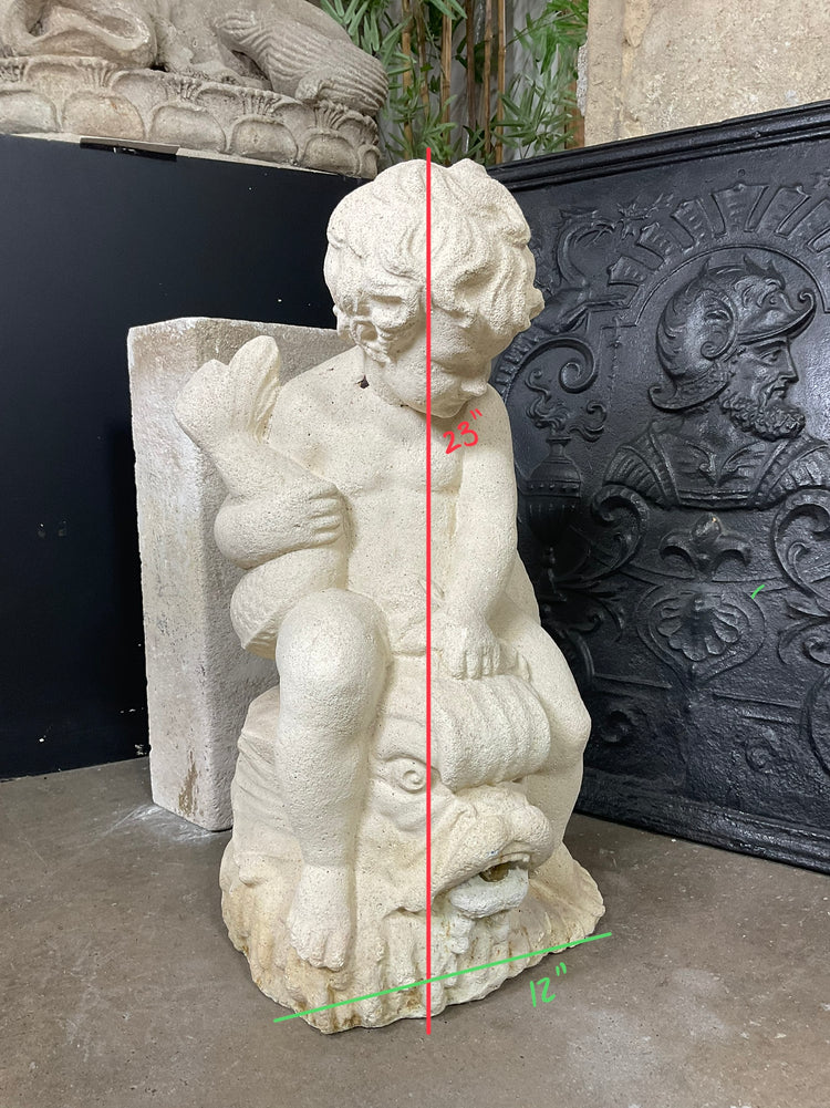 French Limestone Cherub Fountain Water Exit (GE-RCXK)