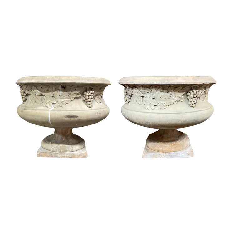Pair of English Low-Line Terracotta Planters (V-JDC0)