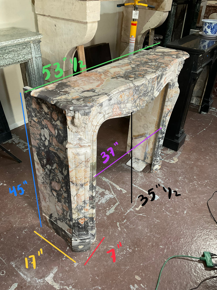 French African Breccia Marble Mantel