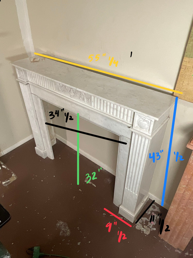 Antique French White Carrara Marble Mantel (MCH1092)