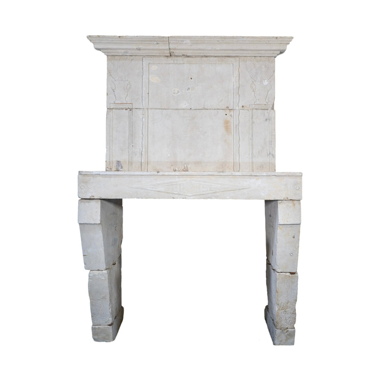 French Limestone Fireplace