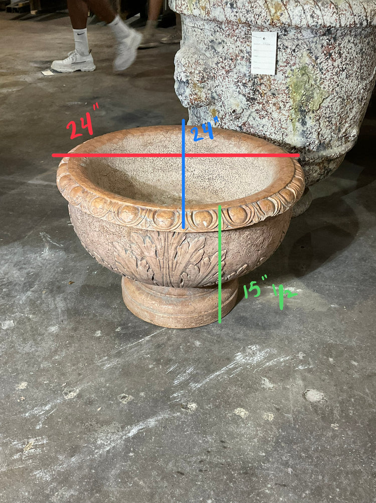 Pair of Italian Rosso Verona Marble Planters (V-DNUF)