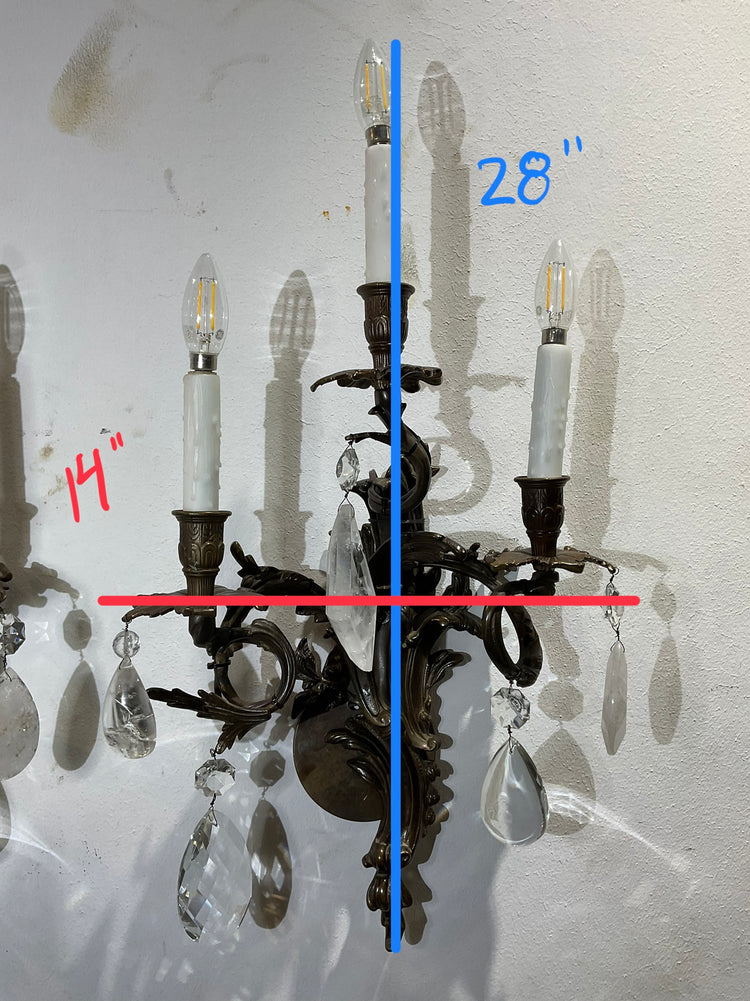 Pair of Antique French Bronze Wall Sconces (L-FLGN)