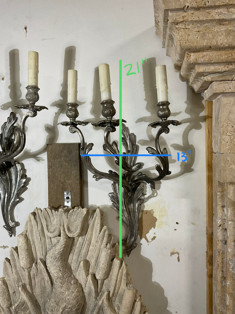 Pair of Antique Silver Wall Sconces (L-RSAW)