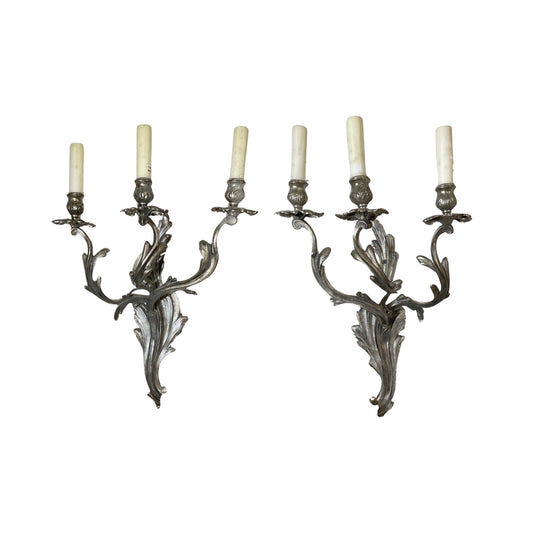 Pair of Antique Silver Wall Sconces (L-RSAW)