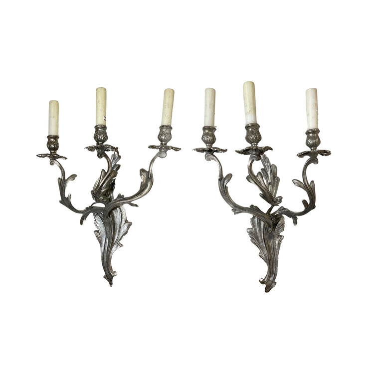 Pair of Antique Silver Wall Sconces (L-RSAW)