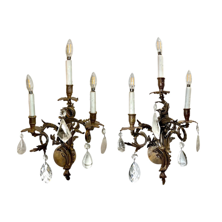 Pair of Antique French Bronze Wall Sconces (L-FLGN)