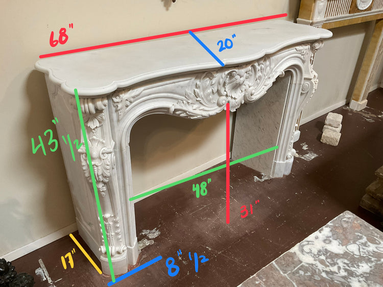 French White Veined Carrara Marble Mantel