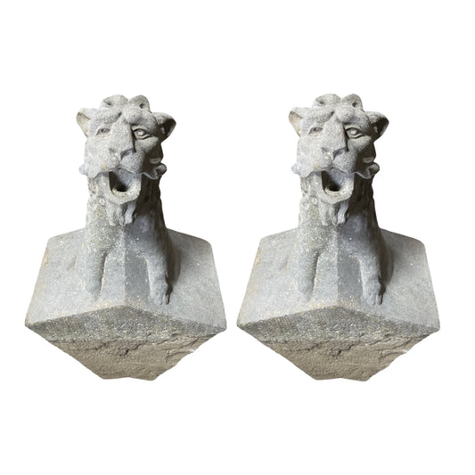 Pair of Belgian Bluestone Sculpture Gargoyles