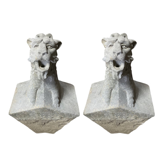 Pair of Belgian Bluestone Sculpture Gargoyles (GE-HPDU)