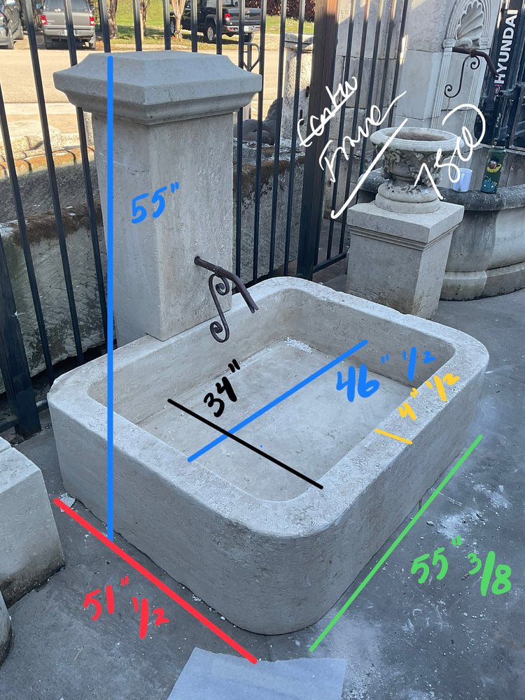 Contemporary French Limestone Wall Fountain (F-YECS)