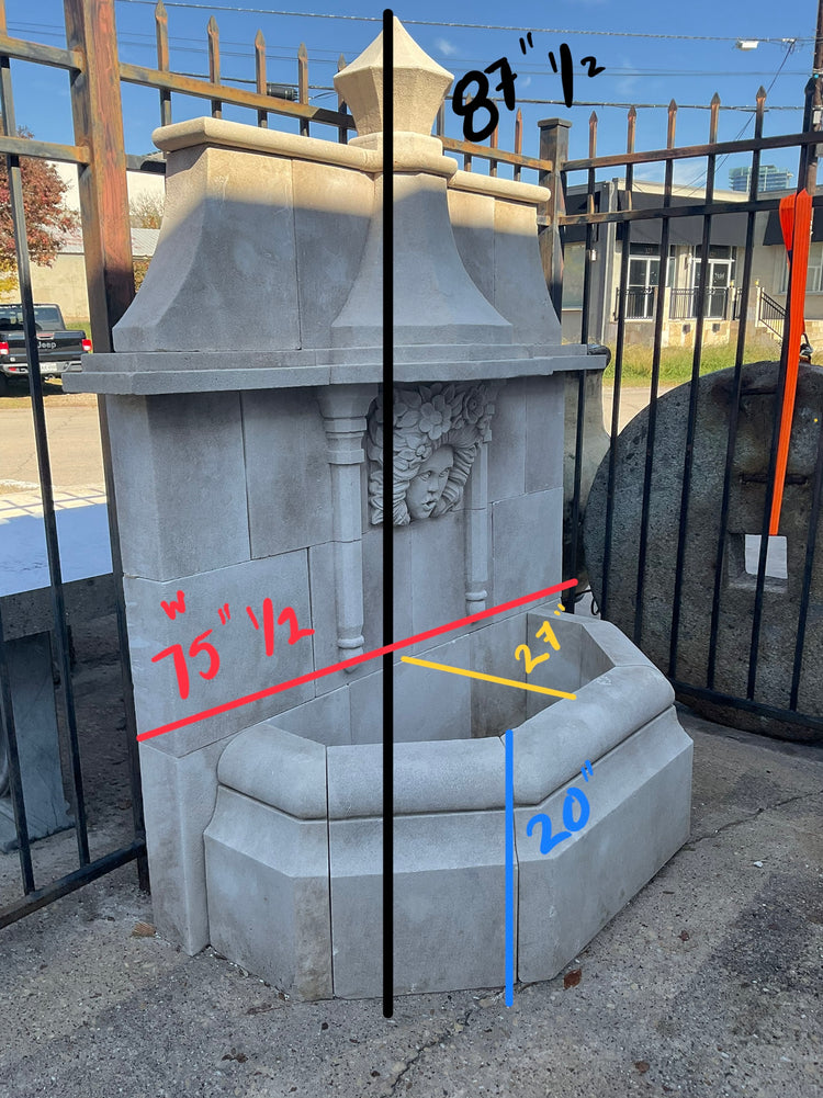 Contemporary French Limestone Wall Fountain (F-FTWY)