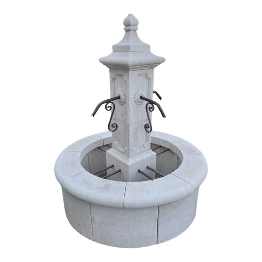 French Limestone Central Fountain