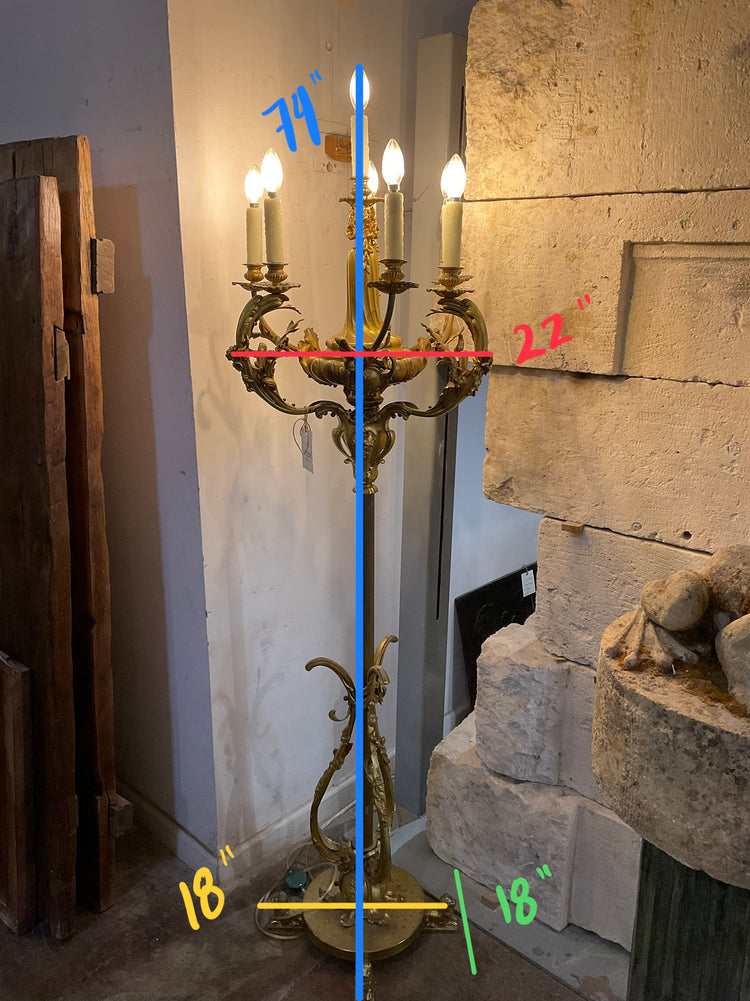 Antique French Bronze Lamp Post (L-8ZWU)
