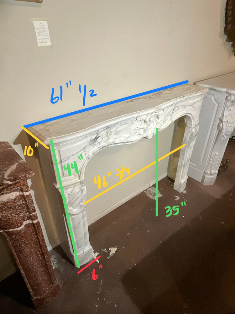 French White Veined Carrara Marble Mantel