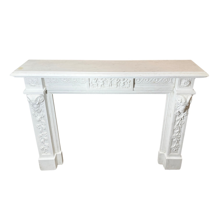 Antique Italian White Carrara Marble Mantel (M-AQBD)