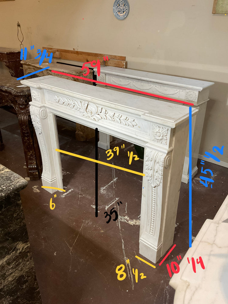 Antique French Carrara Marble Mantel (M-HGPV)