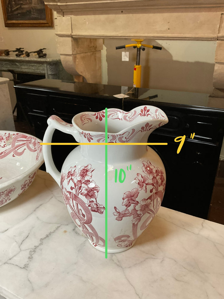 Antique English Porcelain Bowl and Pitcher (HD-HTNB)