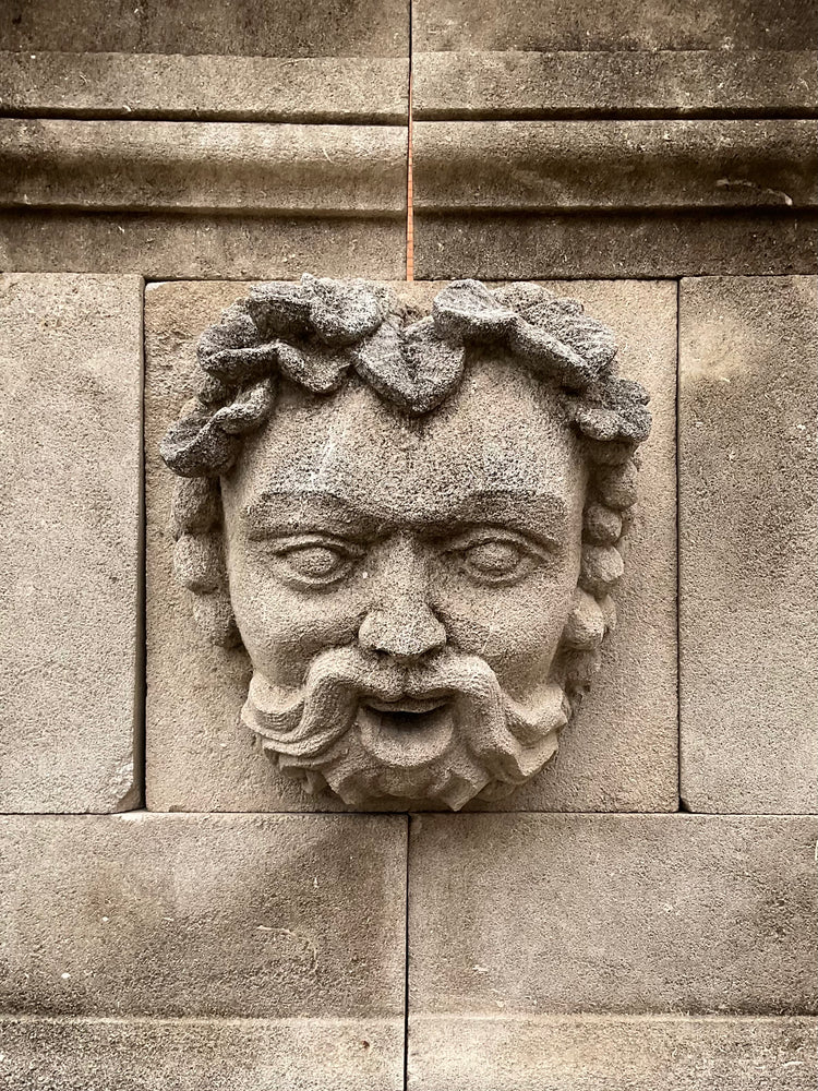 Contemporary French Limestone Bacchus Wall Fountain (FO112)