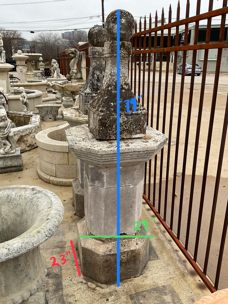 Pair of Antique French Limestone Finials (GE-SNLM)