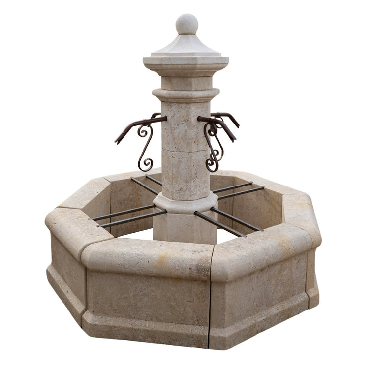 French Limestone Central Fountain