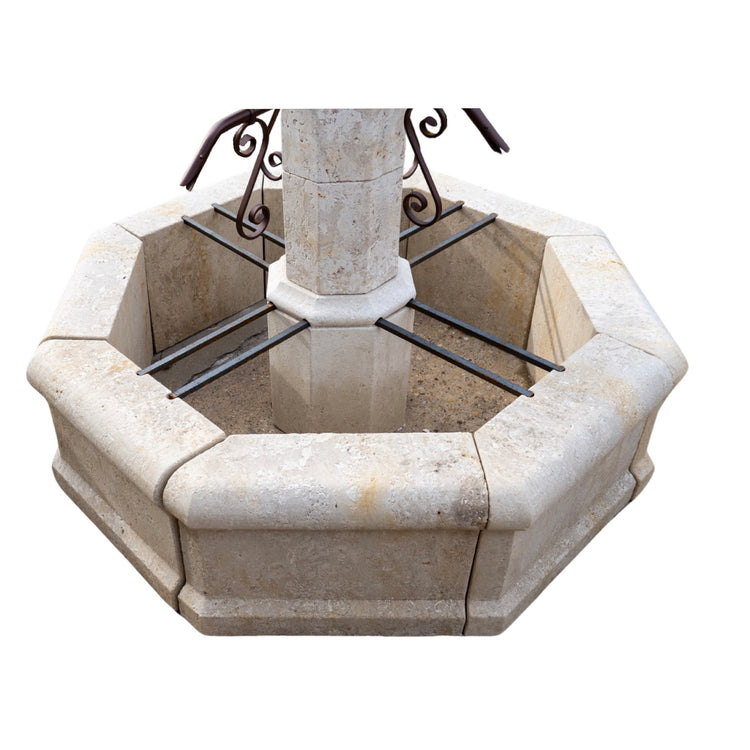 French Limestone Central Fountain