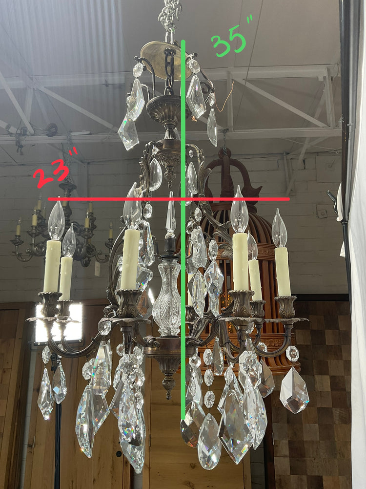 French Bronze and Crystal Chandelier (L-PGCX)