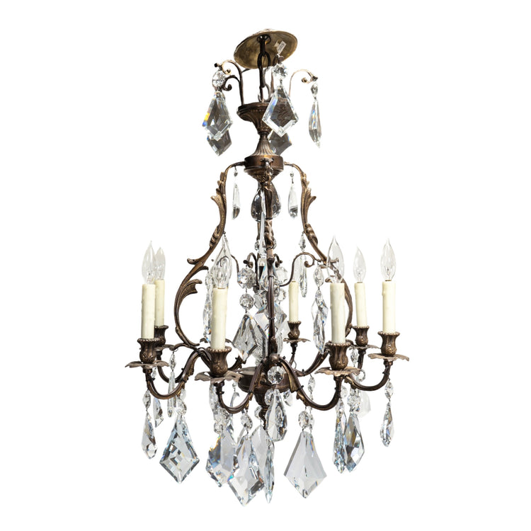 French Bronze and Crystal Chandelier (L-PGCX)