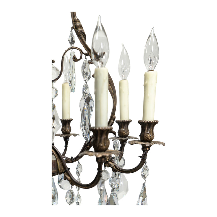 French Bronze and Crystal Chandelier (L-PGCX)