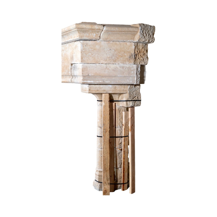 Antique French Limestone Mantel (M-XKBM)